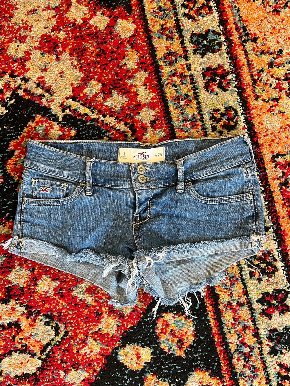 Hollister Women's Blue Distressed Denim Cutoff Shorts